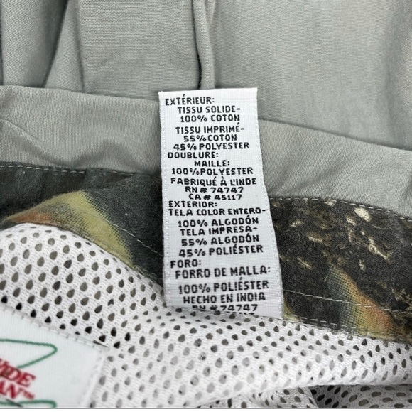 Worldwide Sportsman Mens XL Shirt Green Camo Mossy Oak Shell Cotton Vented - Picture 6 of 7